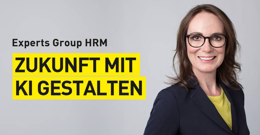 Esther Gelbenegger im Porträt, Text "Zukunft mit KI gestalten"